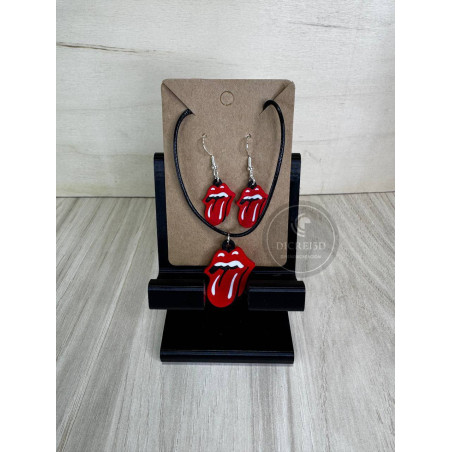 Pendientes mas Collar Lengua