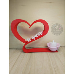 Corazon y Rosa Te quiero con vela electronica